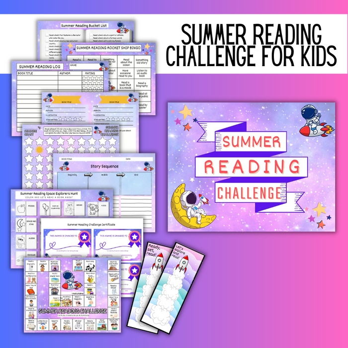 Summer Reading Challenge for Kids Printable Bundle Pretty Times Two