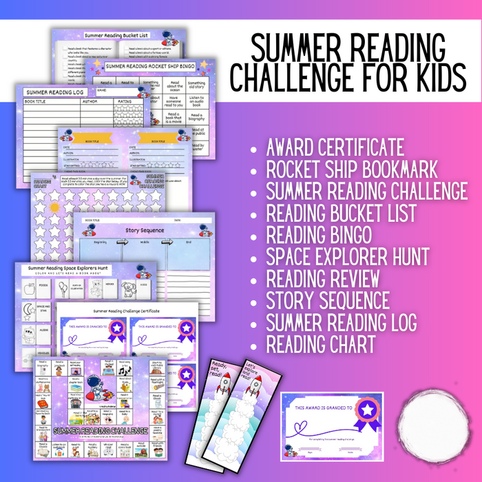 Summer Reading Challenge for Kids Printable Bundle Pretty Times Two