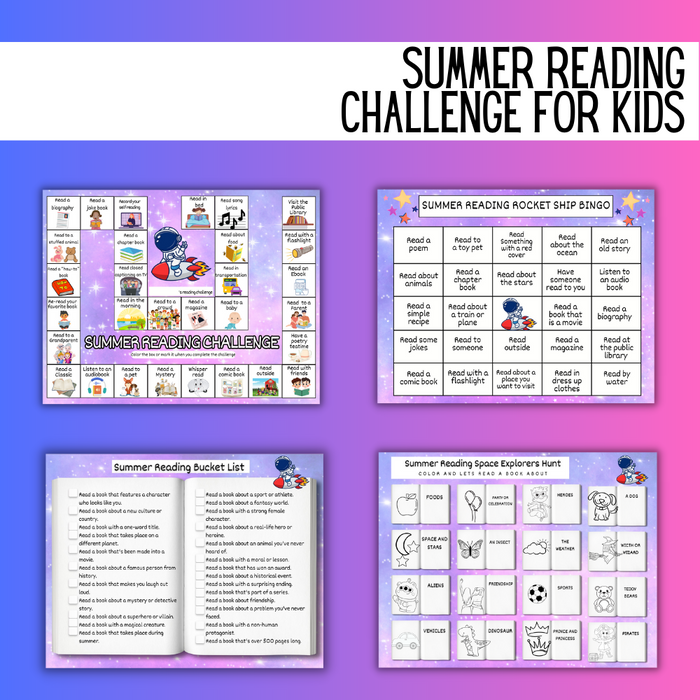 Summer Reading Challenge for Kids Printable Bundle Pretty Times Two