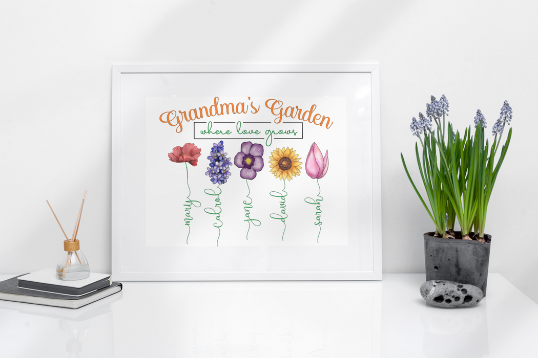 Grandma's Garden Personalized Picture (Color) Pretty Times Two